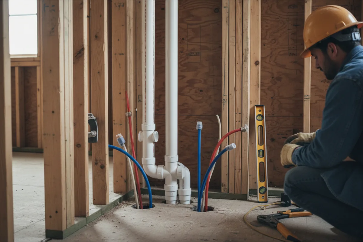 Drain and supply rough-in during Garbage Disposal Repair in Big Cove Tannery