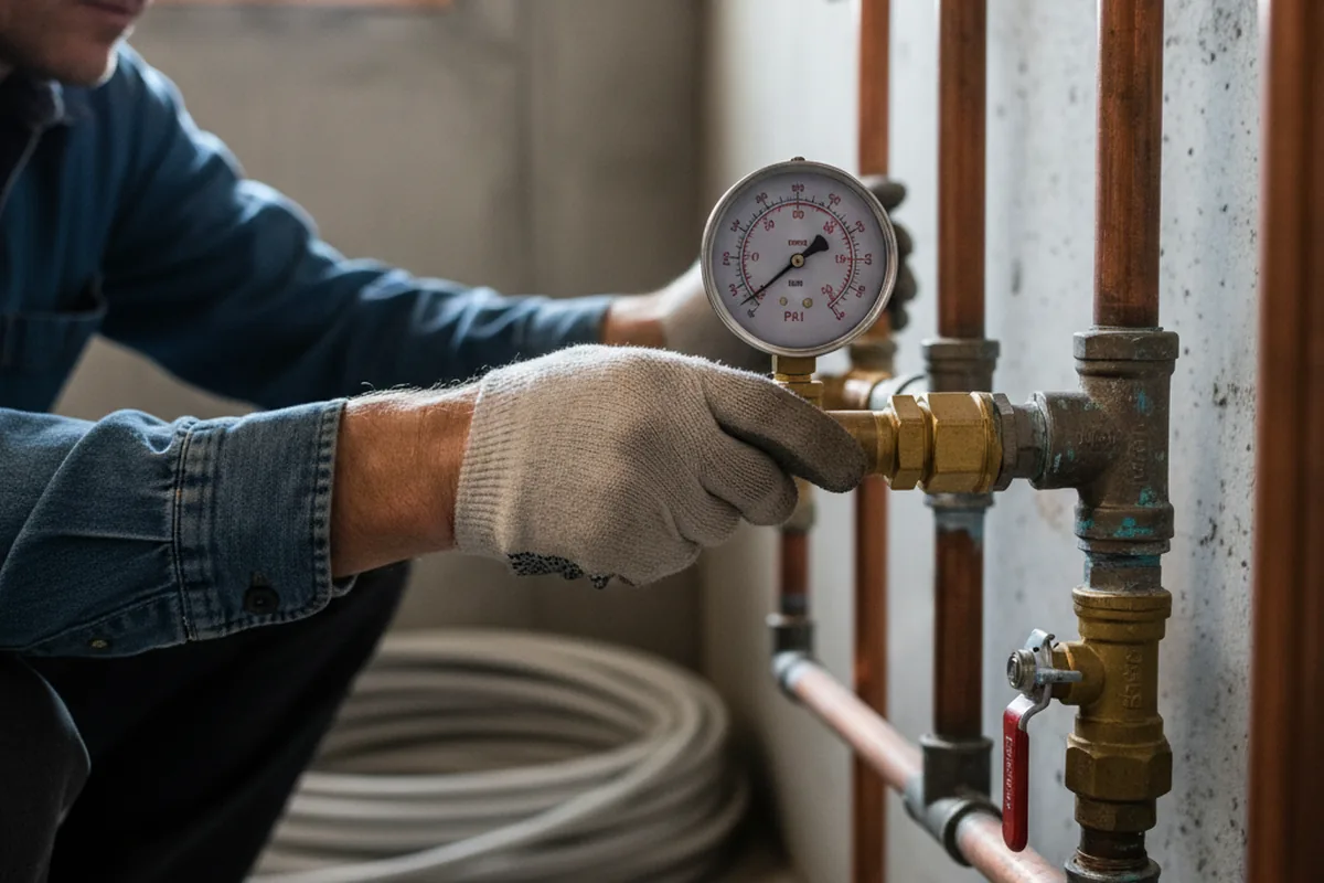 Pressure testing a repaired line during Water Line Repair in Big Cove Tannery